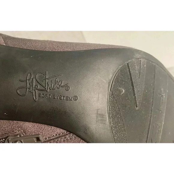 LifeStride Booties Womens 6 Brown Corie Suede String Zip Block Shoes Boots - Picture 5 of 7